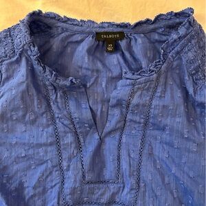 Talbots Women's Blue Long Sleeve cotton blend Top XS